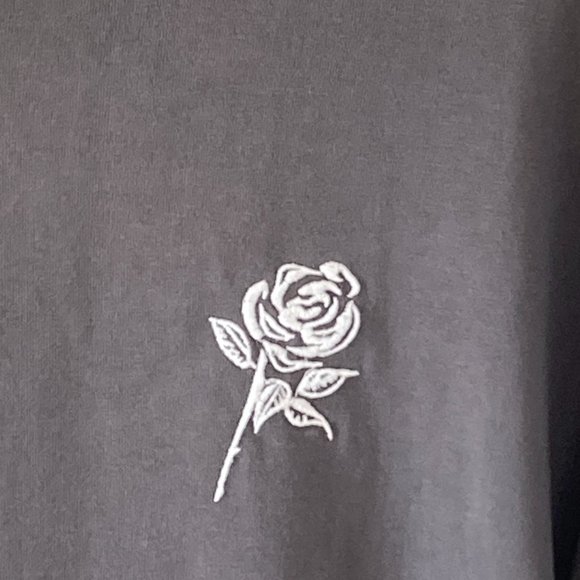 Supply & Demand Men's Charcoal Grey Long Sleeves Flower Pattern T-Shirt M - Picture 7 of 11